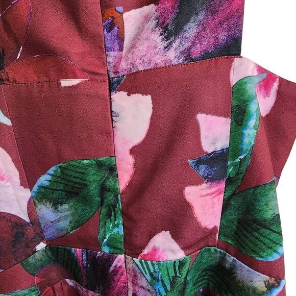 Fame and Partners Red Floral Criss Cross Formal Mini Dress Size 2 EUC - Picture 13 of 14